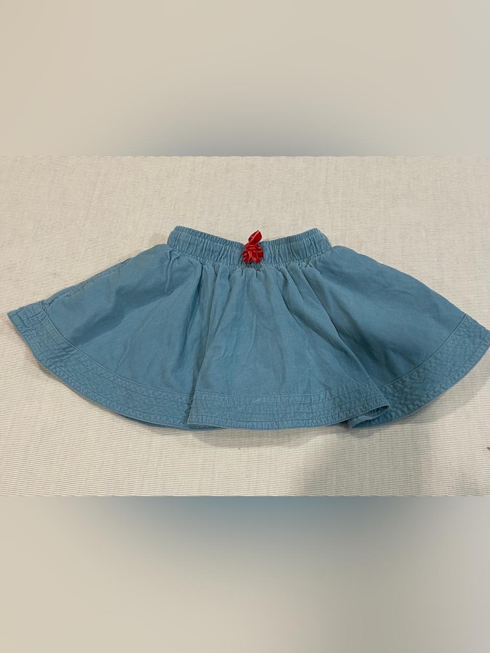 Mini Boden Girls Blue Corduroy Twirly Skirt Floral Lining Size 2/3T